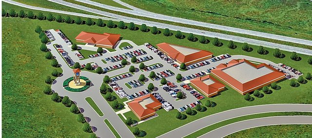 The building in the upper-left corner of this artist's rendering of Eudora Family Care represents phase one of the facility that will be built in the area just off of Church Street and White Dog Road at Kansas Highway 10.