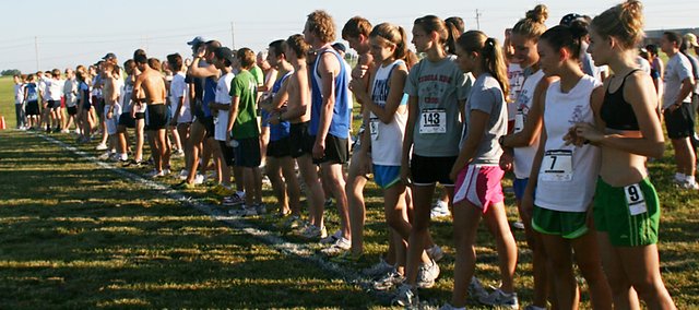 Participants line the starting line in anticipation of the start of the 2007 Eudora Horsethief 5K Race. The race, which benefits the Eudora High cross country team, had around 140 entries last year and organizers are hoping for a similar turnout this Saturday. The race starts at 7:30 a.m. at the Eudora cross country trail, located in between the high school and middle school.
