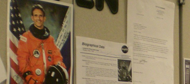 One wall of Brandi Leggett’s third-grade classroom at Prairie Ridge Elementary School shows students’ correspondence with local and national celebrities. The Power of the Pen project allows students to write letters persuading celebrities to reply. Students have heard from Shawnee Mayor Jeff Meyers, John Travolta, Kiefer Sutherland and President Barack Obama, among others.