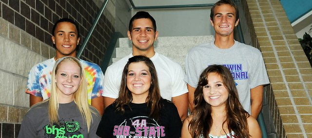 The 2011 Baldwin High School Homecoming king and queen will be crowned during halftime of Friday’s football game against El Dorado. The 2011 candidates have enjoyed a week full of outrageous outfits and pep rallies. This year’s candidates, from left, are Kaysha Green, Jake Mindez, Lakyn Clark, Asher Hannon, Brooke Morgan and Brian Wright. The candidates were celebrating pajama day on Monday.