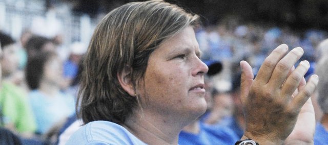 Susan Mayberry looks on during a July 18 Kansas City Royals game in which she honored in the Buck O’Neil Legacy Seat. 