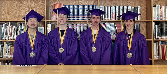 McLouth High School has four co-valedictorians in the Class of 2022. PIctured, from left, are Jonathan Johnston, Sumner Ping, Alex Bennett and Shelby Hedden.