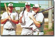 Basehor-Linwood seniors, from left to right, Brandon Lasley, Mike
Horn and sophomore Chris Maleta have been terrorizing opposing
pitching staffs with the long ball. The triple threat has connected
for 14 of the Bobcats' 17 home runs this season.