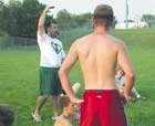 Darren Erpelding defines the heights he intends to take the De Soto
boys soccer team Monday at the end of the first day of summer camp.
Erpelding is taking over coaching duties from Mike Murphy, who took
the team to three state tournament berths in the last four years.