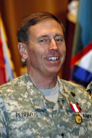 Lt. Gen. David Petraeus joins in singing the Army Theme Song during his farewell ceremony at Fort Leavenworth. Petraeus used the occasion to heap praise on the military and civilian staff at the post, plus the Leavenworth and Lansing and area communities for their support of Fort Leavenworth.