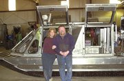 Matthew and Cathy Cain are finishing their first airboat ambulance
they sold to the city of Grosse Ile, Mich. Long-time airboat
enthusiasts, the Eudora couple started Rescue Master Airboats Inc.
to fill a demand for quality built rescue airboats.