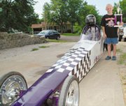Joel Reichenberger/Eudora News Eudora 8 year old Blaine Miller
won't be touching the gas pedal on a regular car for nearly a
decade. He's tearing it up where he can, however, racing in Topeka
and around the area in the NHRA Jr. Dragster series. Miller next
races this weekend and Heartland Park in Topeka.