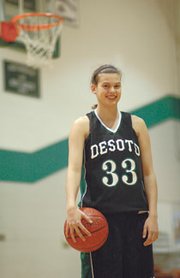 Barbara Hartz is a foreign exchange student visiting De Soto from
Germany. A junior at the high school, she's already proven herself
a force on the basketball court, and according to her host family,
a joy off of it.