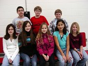 These sixth-grade students participated in the Northeast Kansas Music Educators National Conference Youth Honor Choir on Dec. 1. The students are, back row from left, Will Batson, Chad Miller and Paul Wagner; and, front row from left, Ragen Alexander, Hannah Fowles, Cassandra Pawlowski, Paulina Cruz-Reynaud and Jordan Maestes, The students are taught by Sherri Schwanz.