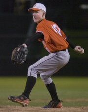 Despite the final score, Bonner Springs' pitcher Luke Terrell had a good strike out number for the night.