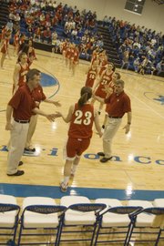 Tonganoxie senior Chrissie Jeannin takes the floor for the final time of her prep basketball career on Friday at Perry.