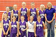 Baldwin Junior High School's seventh grade varsity volleyball team went 4-0 at the Frontier League tournament. Pictured, front row, from left are Molly Ogden, Sierra Hall, Emily Simpson, Emma Stewart and Kelsie Champagne. Back row are Elley McDaniels, Madeline Ogle, Jordan Hoffman, Alexia Stein, Corey Valentine and coach Marilee Valentine.
