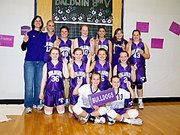 Baldwin Junior High School's eighth grade varsity volleyball team went 5-0 at the Frontier League tournament Saturday to win it. Pictured, front row, from left, are Cassidy Markley and Samantha Walters. Middle row are Anna Nichols, Jenna Irey, Ashton Temple and Madeline McCrary. Back row are coach Brenda Shawley, Morgan Lober, Hailey Cope, Morgan Linder, Bella Villaca, Katelyn Johnson and Raeanna Duncan.