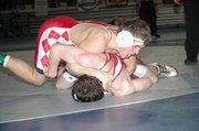 Jeremie Maus won three matches in the consolation bracket at the Class 4A state wrestling tournament in Salina this past weekend. It was the senior's first time competing at the Bicentennial Center and he finished fifth in the 171-pound weight class.