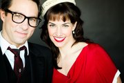 Jeff Freling, left, and Erin McGrane make up the Kansas City-based duo Victor & Penny. The two will perform their unique brand of “antique pop” Saturday at Town Hall. Performance artist duo Blake & Cherry also will be featured.