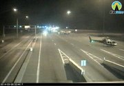 LifeStar helicopter after landing in the eastbound lanes of I-70. Kansas Turnpike Authority traffic camera photo, KanDrive.org
