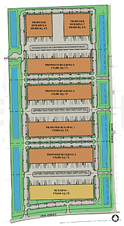 The site plan for WestLink Business Center at the corner of 43rd Street and Powell Drive.