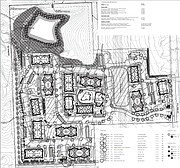 A look at how the 14 apartment buildings would be spaced on the property. At the center of the property would be the pool and clubhouse. To the north is the proposed pond and storm water drainage area. Pflumm Road is to the east and 62nd Street is to the south.