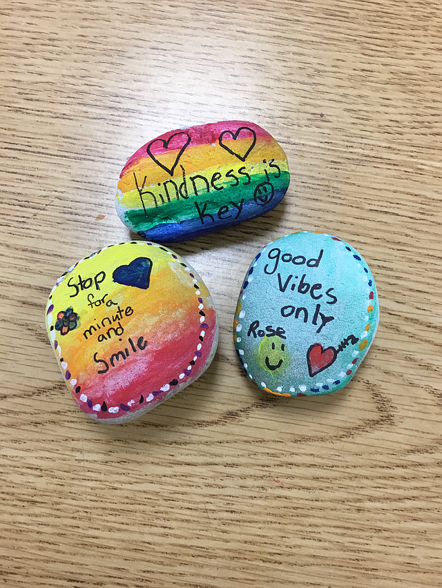 Broken Arrow students colored rocks with positive messages and placed them all over Shawnee for people to find.