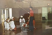 Chris Weller teaching junior high classes when the junior high was part of the elementary school campus between Third and Fourth streets.