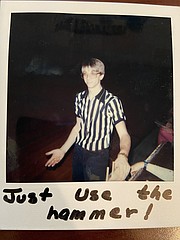 Chris Weller officiates a game during the mid-1980s. Weller retired Friday after 39 years teaching industrial arts in the Tonganoxie school district.