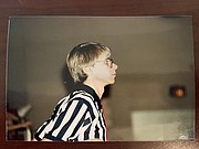 Chris Weller officiates a game during the mid-1980s. Weller retired Friday after 39 years teaching industrial arts in the Tonganoxie school district.