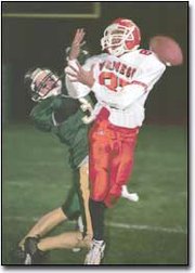 Basehor-Linwood defensive back Jackie Kimlin, breaks up a Wamego
pass in second quarter stalling a Red Raiders' drive. Despite some
strong defensive stands early, the Bobcats fell to visiting Wamego
27-0.