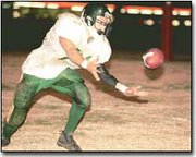 Basehor-Linwood defensive back Matt Dukes zeroed in on an errant
Tonganoxie pass last Friday night and came up with one of his three
interceptions in the Bobcats 21-13 victory over the Chieftains.