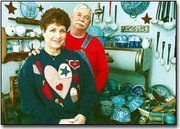 Since they have been married, the amount of collections in Loretta
and Larry Gantenbein's house have grown considerably. One of their
shared collections is blue and white granite cookware, most of
which they buy at area auctions.