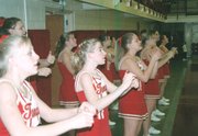 Chieftain cheerleaders perform a cheer at the Bonner
Springs-Tonganoxie game on Dec. 17 in Tonganoxie. The squad will do
a routine during the Tonganoxie Invitational on Jan. 17-22.