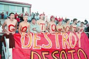 A group of mostly soccer players braves the chilly September
weather to spell out its school spirit. From left are Luke Brown,
Travis Andrews, Travis Schultz, Ben Brest, Shane Cooper, Jason
Brammer, Derek Sparks, Robert Kirsch and Courtney King.