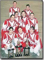 Shown with trophies the Marching Chieftains won at the Cotton Bowl
are, back row from left, Britain Stites and Alan Davis; middle row
from left, Tori Smith, Melissa Ward, Sarah Melchoir and Melissa
High; and front row from left, Rachel Clark, Rachel Fish and Sarah
Subelka.