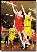 The Chieftains' Matt Needham angles for a layup during Tonganoxie's
game against Olathe Christian on Saturday. Tonganoxie won the game,
to take third in the Chieftains' invitational basketball
tournament.